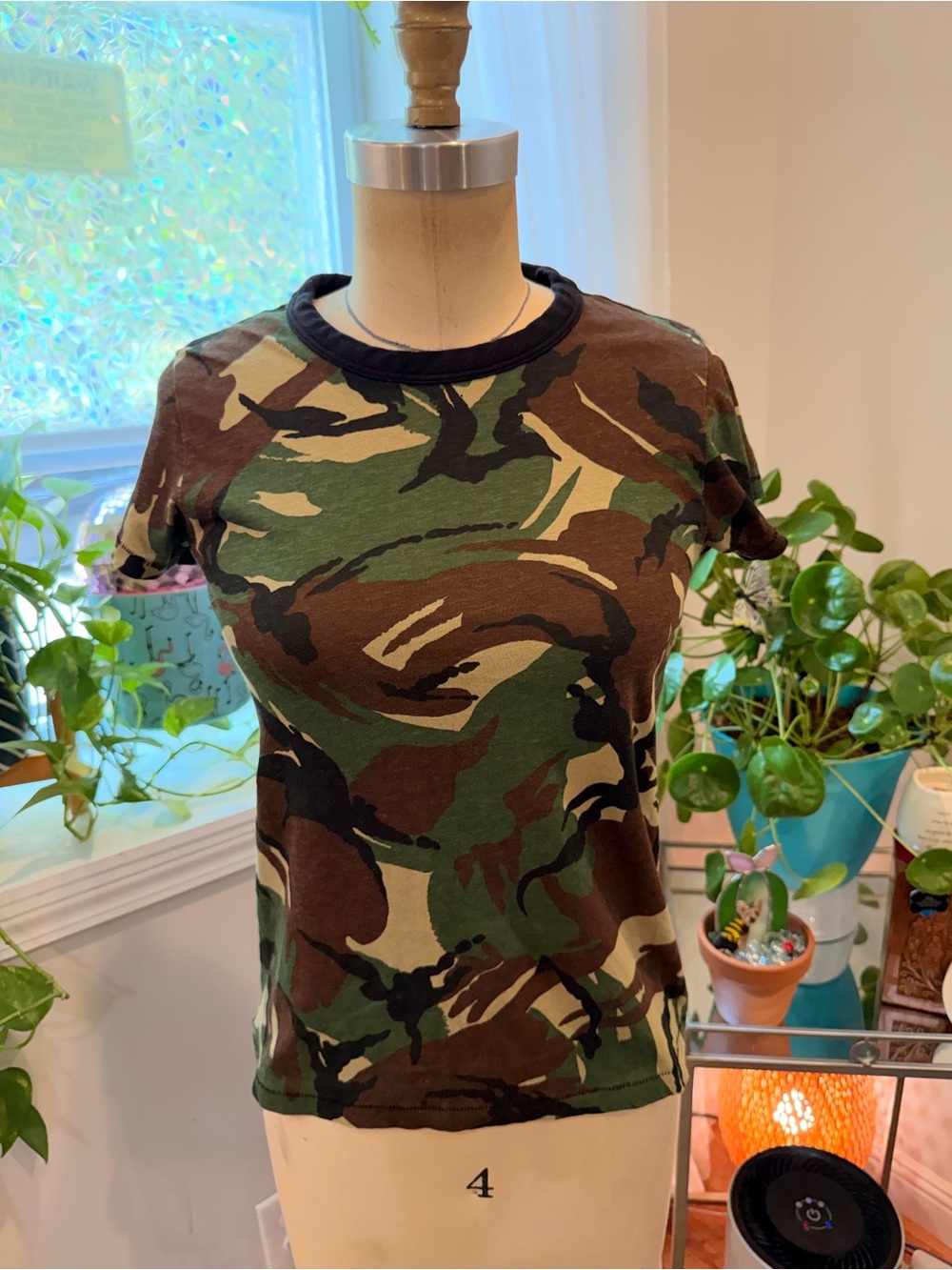 rag & bone JEAN Camouflage Ringer Tee Back Seam Crew Neck Camo T-Shirt XS